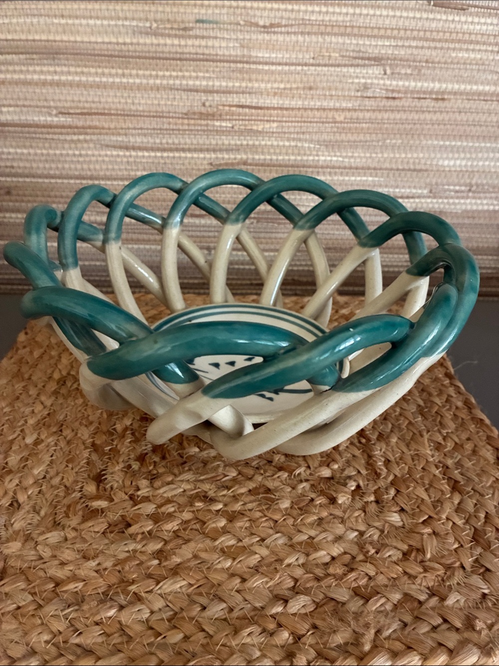 Vintage Ceramic / pottery “Flower Frog” Bowl